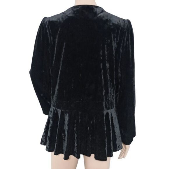 Witchy Black Velvet Jacket Peplum S Velour Blazer Goth Whimsigoth Fairy Stretch. - Picture 4 of 16